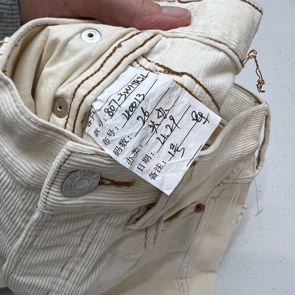 Re/Done Originals Womens Skinny Jeans 26 High-Rise Off White Corduroy Button Fly - Picture 10 of 14